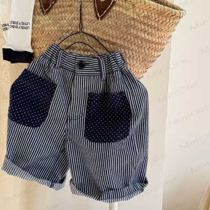 Streifen Shorts mit Punktmuster für Kleinkind - Marineblau - 6-7J - image 3