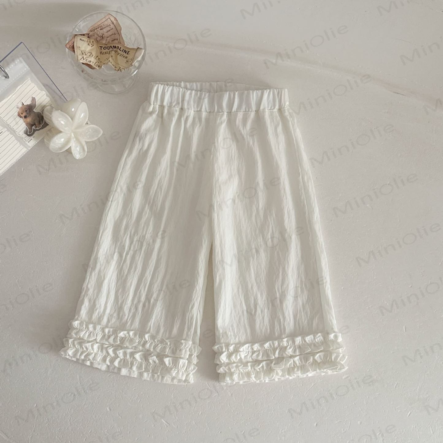 Baby Mädchen Tanktop mit bunten Punkt und Rüschen oder einfarbig weiße Hose - Weiß - 2-3J - image 3