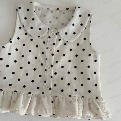 Baby Mädchen Set: Tanktop mit Peter-Pan- Punktmuster und Schwarz Shorts - image 4