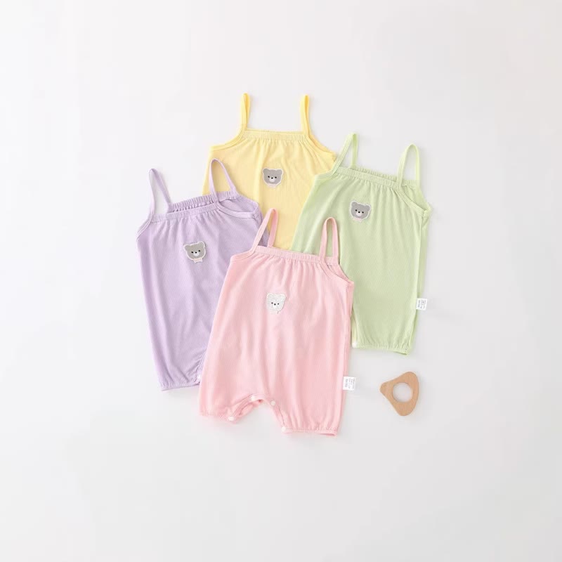 Baby Mädchen Einfarbig Bär mit Bärenmotiv und Strampler - image 1
