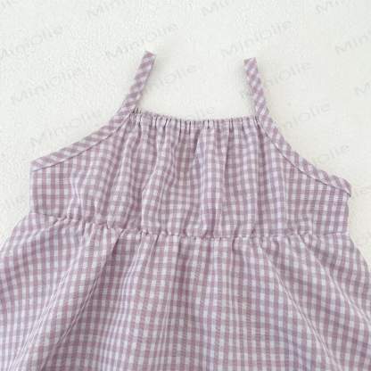 Ärmelloses Kleid oder Hut mit Gingham Karo für Baby und Mädchen - image 4