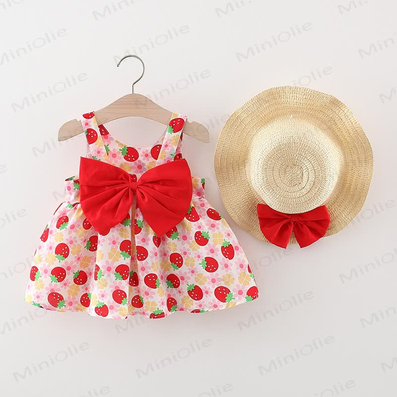 Ärmelloses Baby mit Erdbeere und Schleife , dazu passende Hut - Rot - 2-3J - image 1