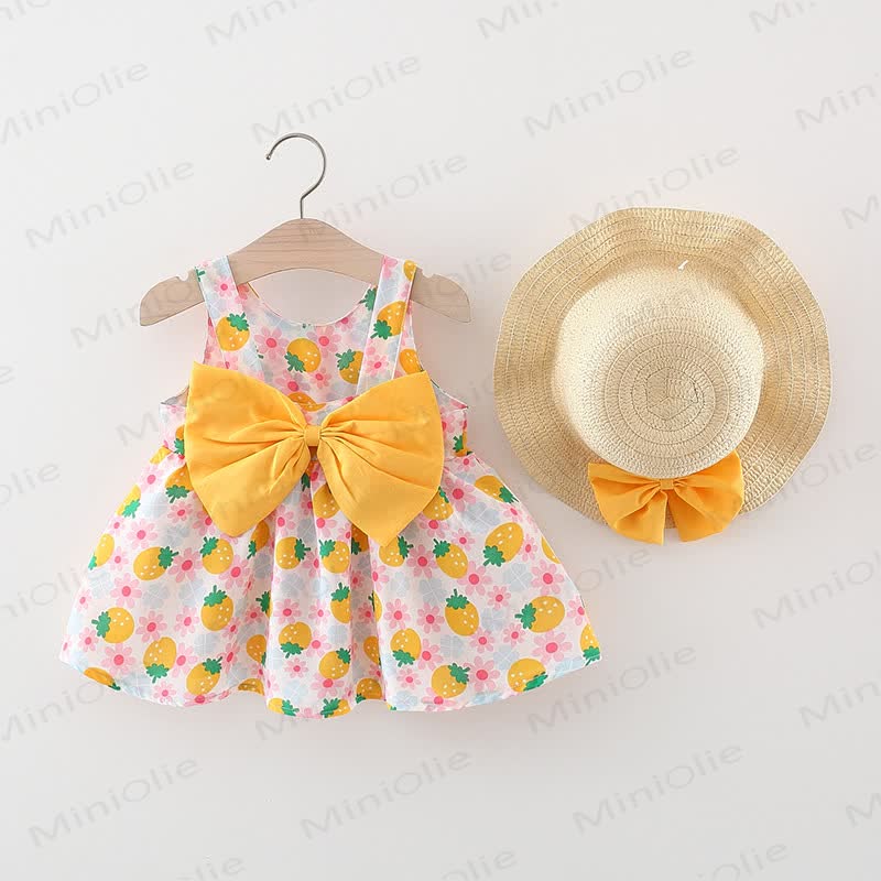 Ärmelloses Baby mit Erdbeere und Schleife , dazu passende Hut - Gelb - 2-3J - image 2