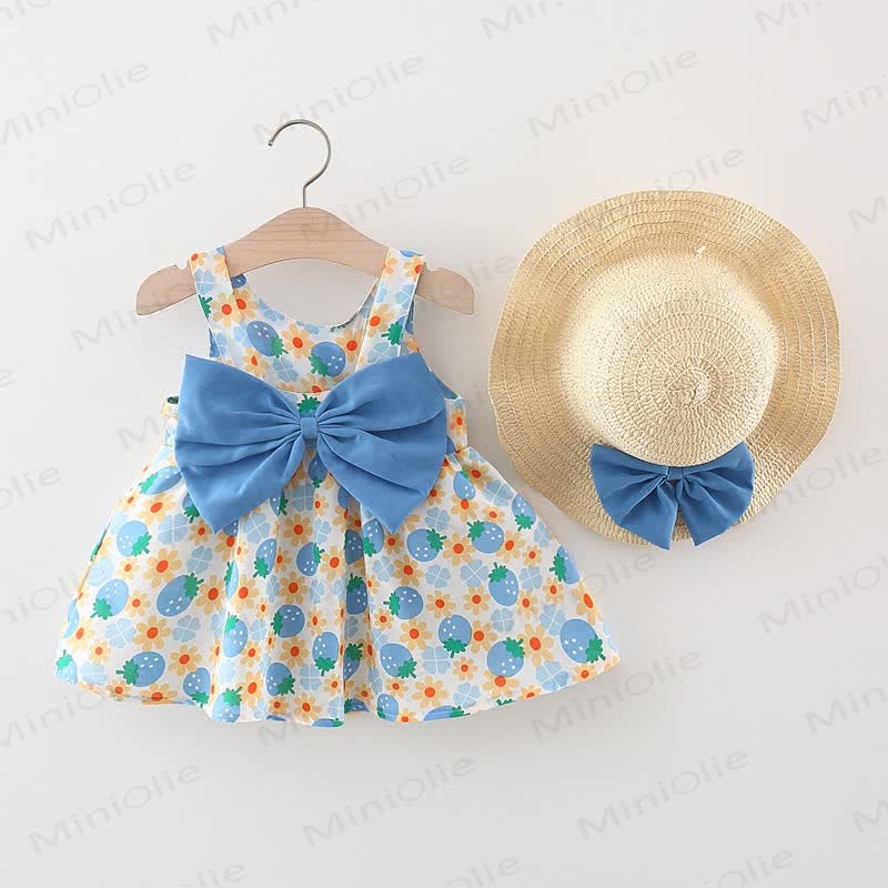 Ärmelloses Baby mit Erdbeere und Schleife , dazu passende Hut - Blau - 2-3J - image 3