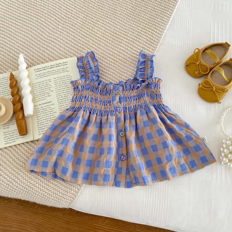 Lila Plaid Kleid und Shorts , 2-teiliges Set für Baby und Mädchen - image 3