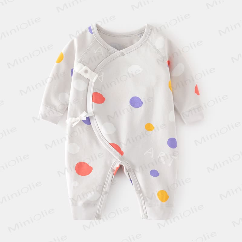 Baby Strampler mit Punktmuster und langen Ärmeln - Grau - 3-6M - image 2