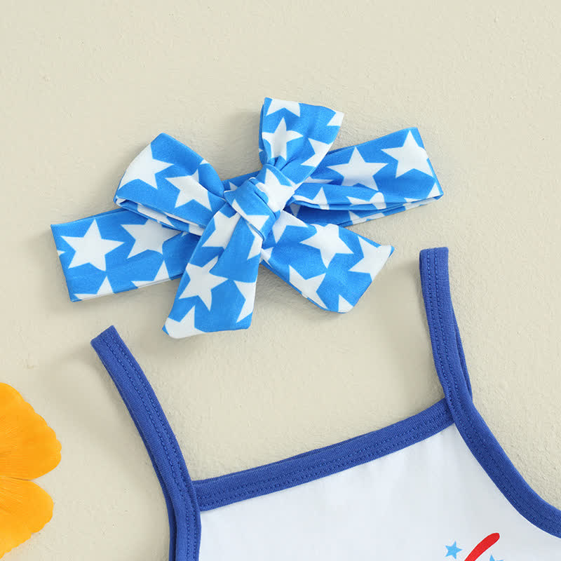 MY 1ST FOURTH OF JULY/LITTLE FIRECRACKER Baby Bodysuit und Streifen Shorts 2-teiliges Set mit Stirnband - image 5