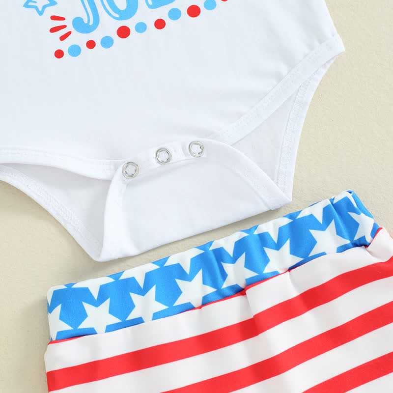 MY 1ST FOURTH OF JULY/LITTLE FIRECRACKER Baby Bodysuit und Streifen Shorts 2-teiliges Set mit Stirnband - image 7