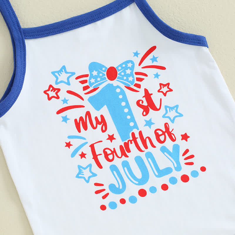 MY 1ST FOURTH OF JULY/LITTLE FIRECRACKER Baby Bodysuit und Streifen Shorts 2-teiliges Set mit Stirnband - image 6