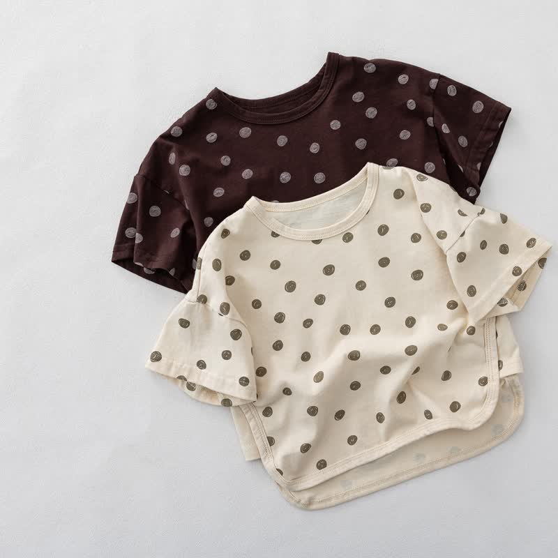 Beige/Braun Punktmuster Sommer -T-Shirt für Kleinkind - image 1
