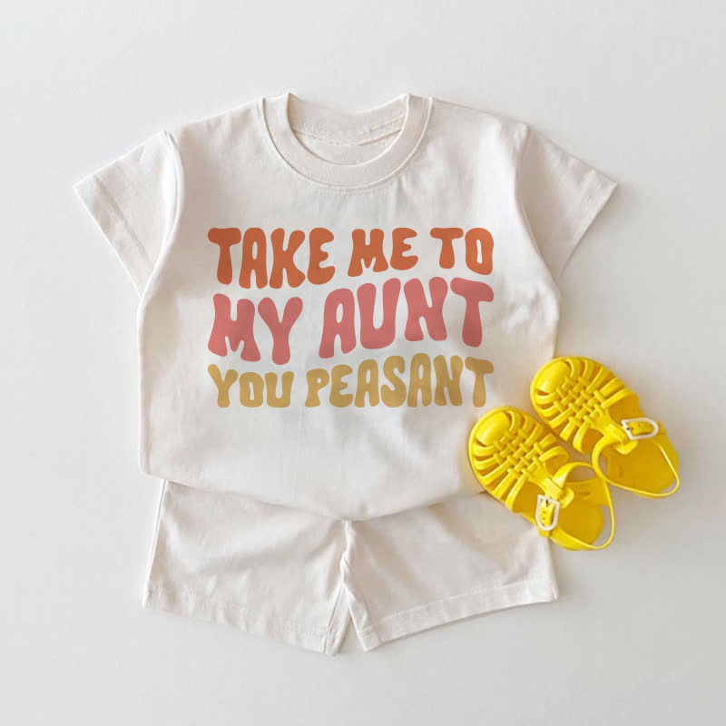 TAKE ME TO MY AUNT YOU PEASANT Baby Weißes T-Stück und Shorts 2-teiliges Set - Weiß - 18-24M - image 1