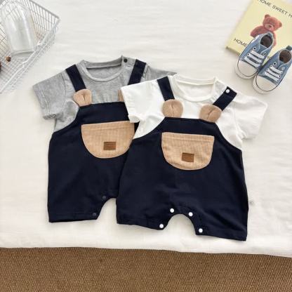 Baby Jungen Bär Taschen Strampler - image 1
