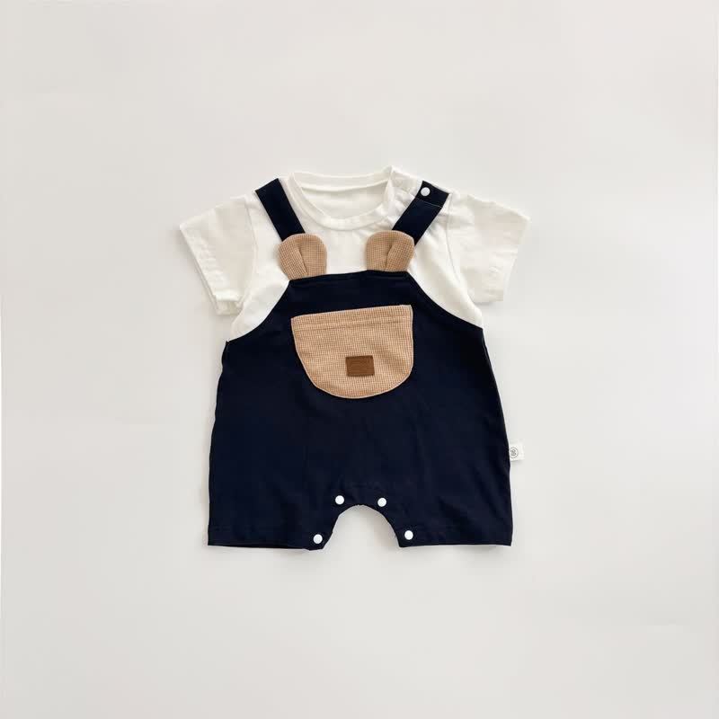 Baby Jungen Bär Taschen Strampler - Weiß - 18-24M - image 2