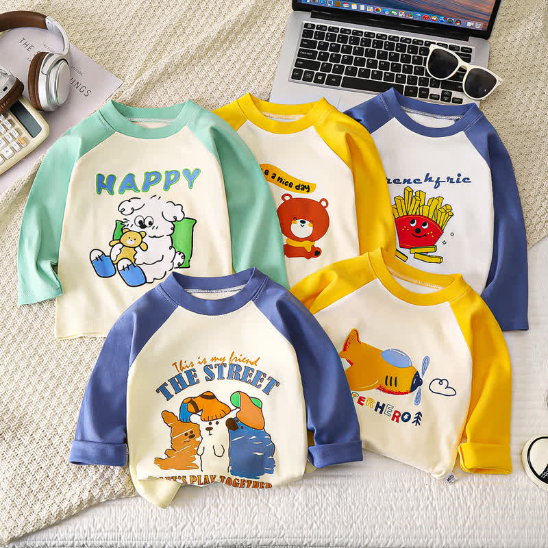 Raglan-/ Streifen -T-Shirt aus Baumwolle mit Cartoon-Print für Kleinkind und Baby - image 1