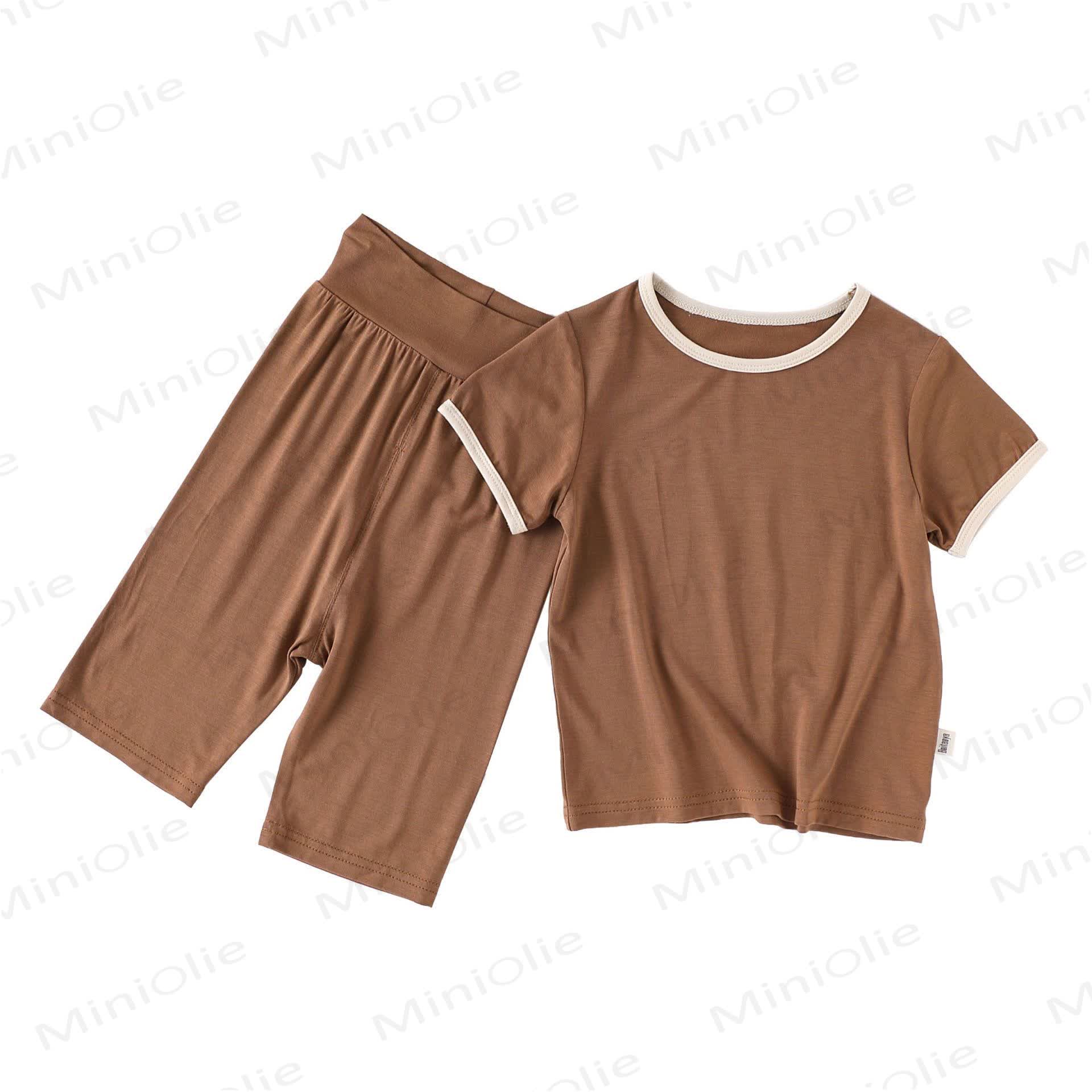Baby Kleinkind - Set , Einfarbig , Kurzarm - Braun - 4-5J - image 5