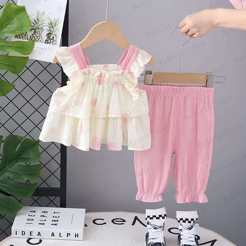 Ärmelloses Set mit Punkt für Baby und Kleinkind - Rosa - 4-5J - image 2
