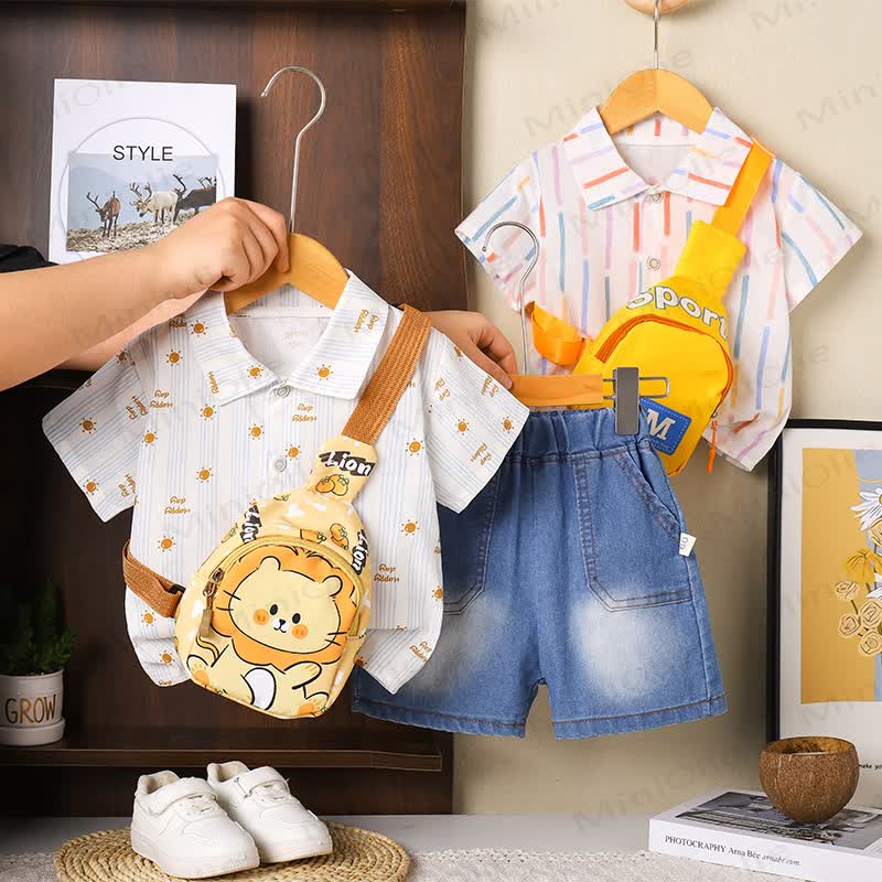2-teiliges Set für Kleinkind : Shorts mit Löwin - Tasche - image 1