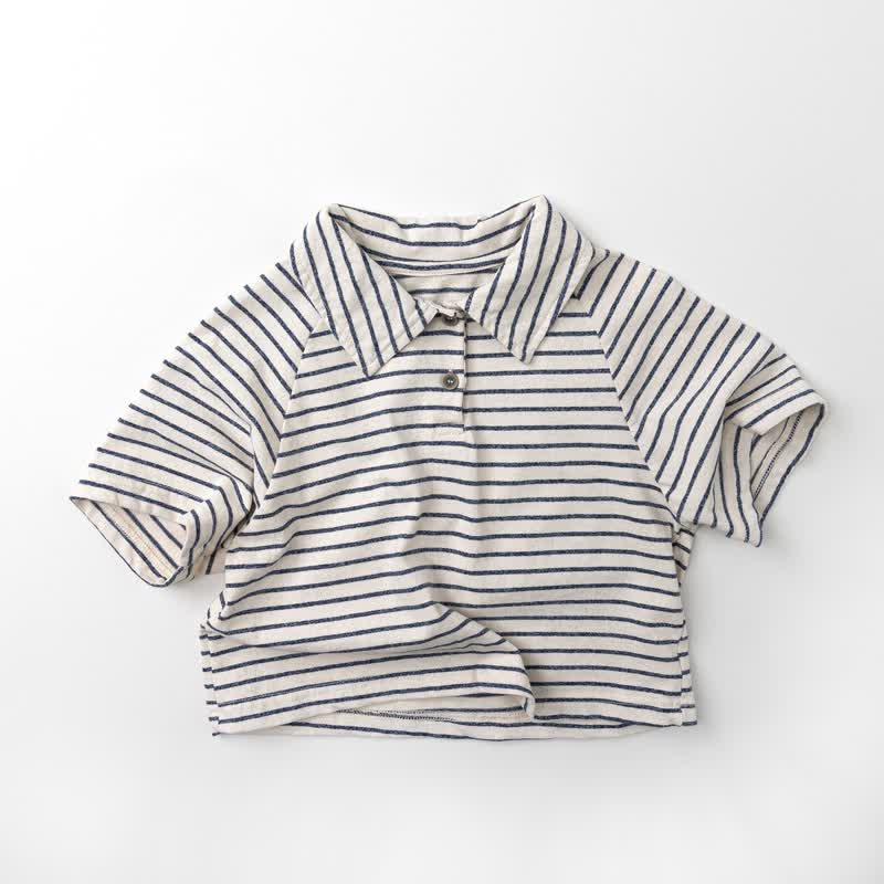 Streifen/ Einfarbig Polo-Shirt für Baby und Babys (Kleinkind ) - Blau Streifen - 6-7J - image 2