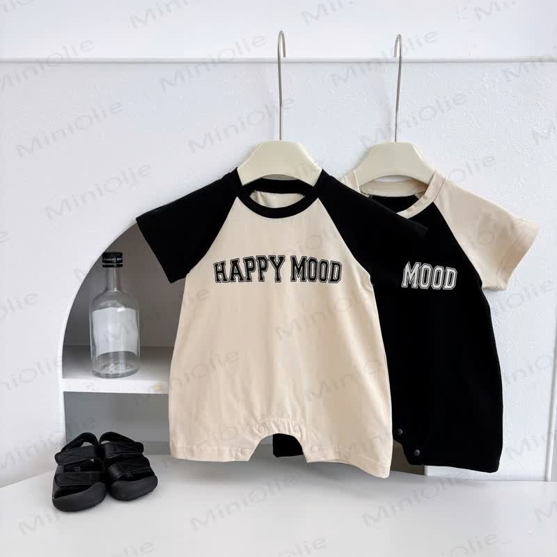 Baby Baumwoll-Raglan- Strampler mit Kontrastfarben - image 1