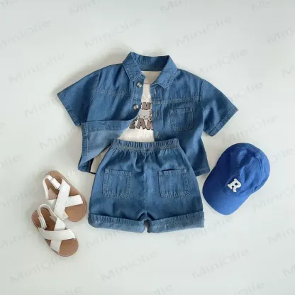 2-teiliges Set aus Denim und Shorts für Kleinkind - Marineblau - 4-5J - image 3
