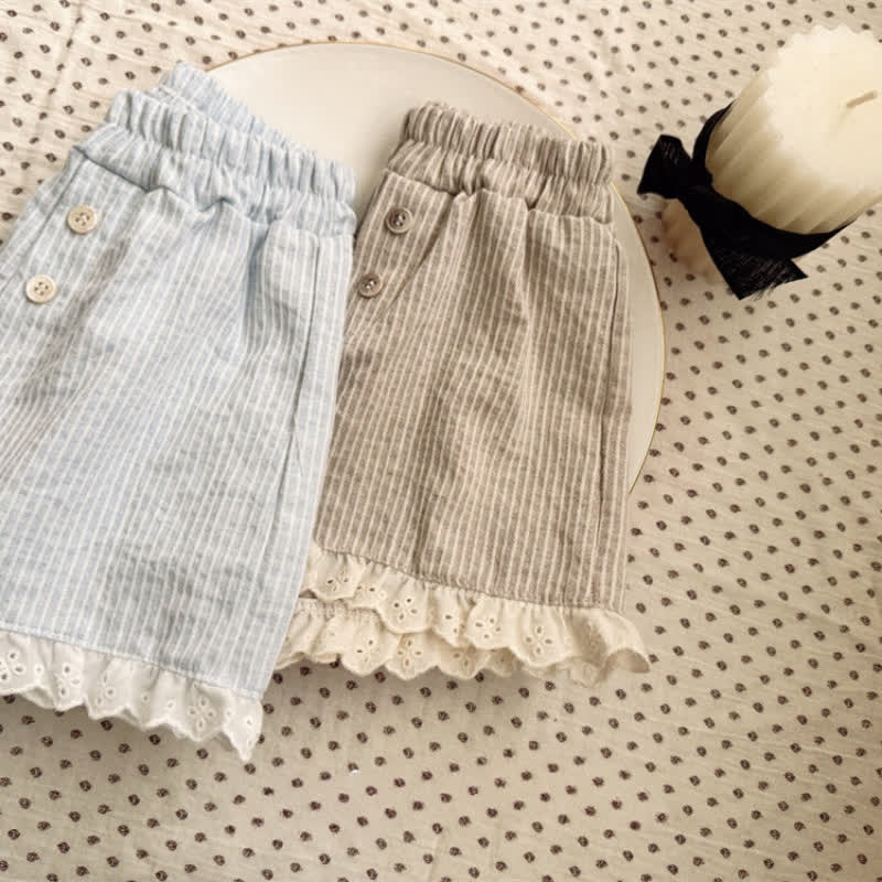 Shorts für Kleinkind-Mädchen, Streifen, mit Lace - image 3