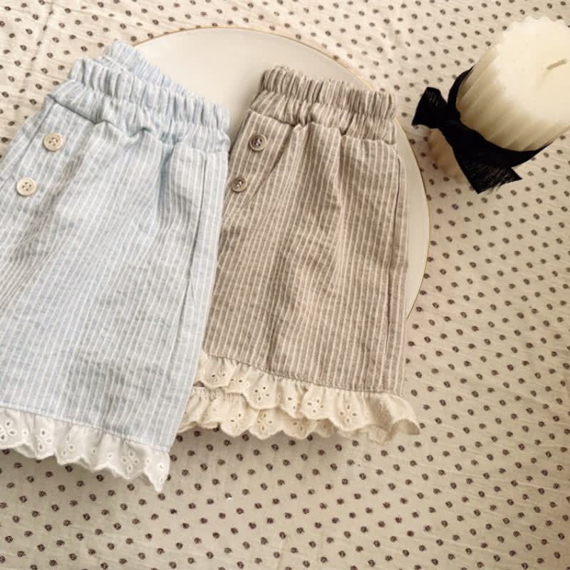 Shorts für Kleinkind-Mädchen, Streifen, mit Lace - image 3