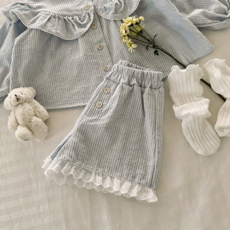 Shorts für Kleinkind-Mädchen, Streifen, mit Lace - image 4