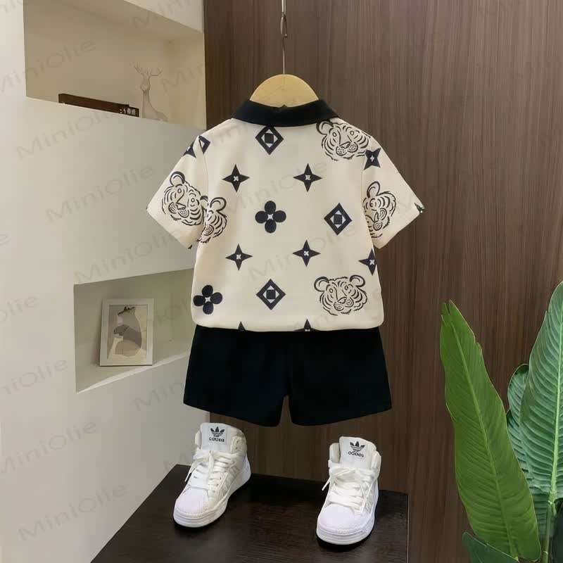 2-teiliges Set für Kleinkind-Jungen: Poloshirt und Shorts mit Tigerprint - image 2