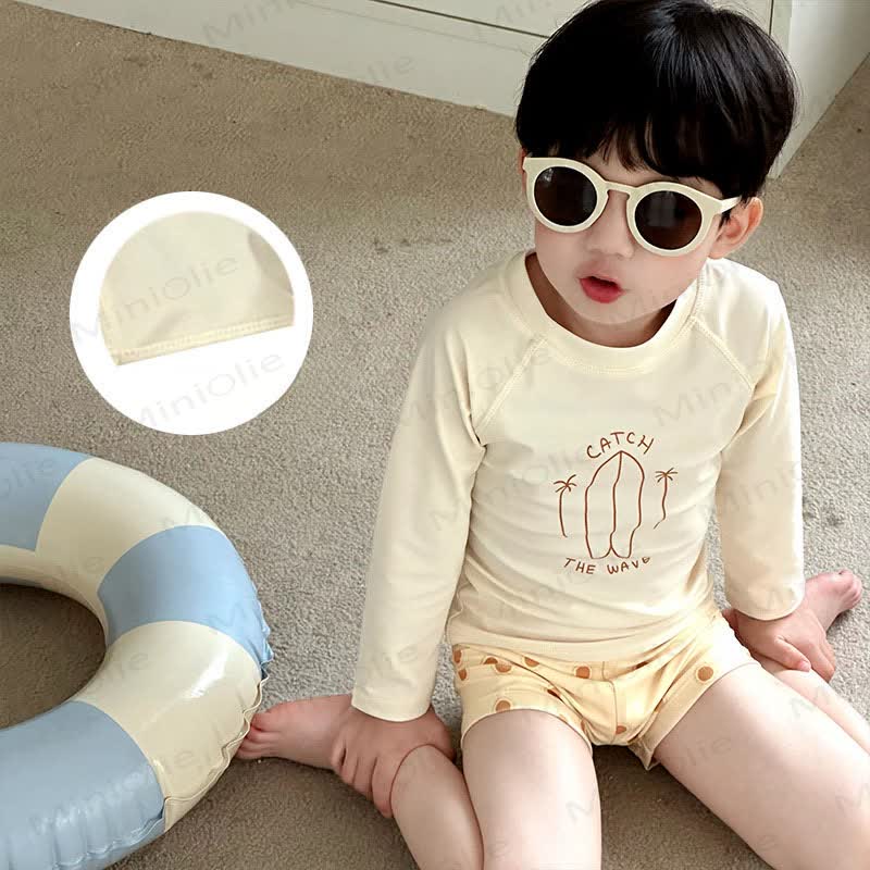 Sonnenschutz- Bademode Set für Kleinkind-Jungen (2-teilig) mit Schwimmen - Beige - 8-9J - image 2