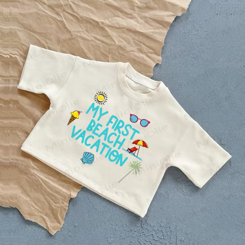 MY FIRST BEACH Baby Weißes Slogan Freizeit-T-Shirt - Weiß - 2-3J - image 1