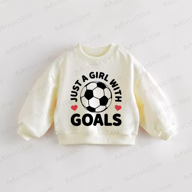 Baby Kleinkind Sweatshirt „ JUST A GIRL WITH GOALS“ - Creme - 3-5J - image 1