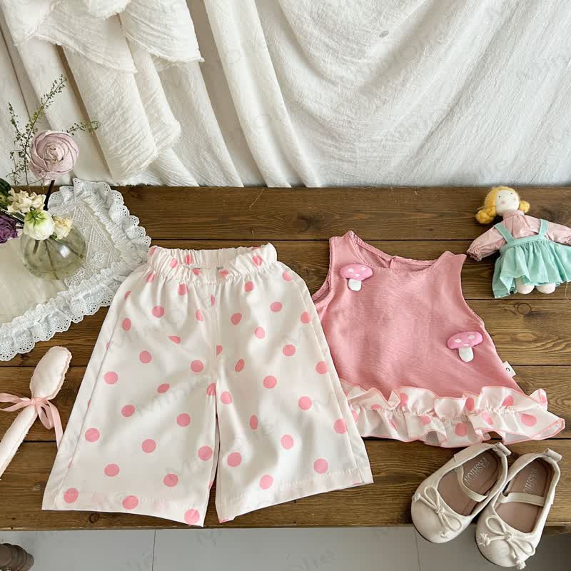 Ärmelloses Set mit Punkt für Kleinkind Mädchen - Rosa - 4-5J - image 2