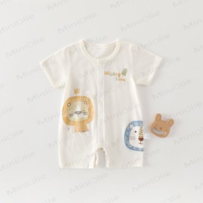 Baby Baumwoll-Strampler mit Tier und kurzen Strampler - Beige Löwin - 18-24M - image 3