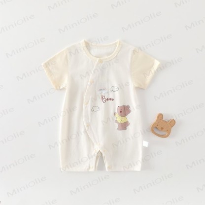 Baby Baumwoll-Strampler mit Tier und kurzen Strampler - Gelb Bär - 18-24M - image 5