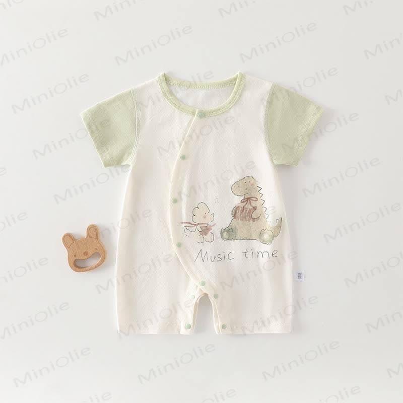 Baby Baumwoll-Strampler mit Tier und kurzen Strampler - Grüner Dino - 18-24M - image 6