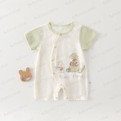 Baby Baumwoll-Strampler mit Tier und kurzen Strampler - Grüner Dino - 18-24M - image 6