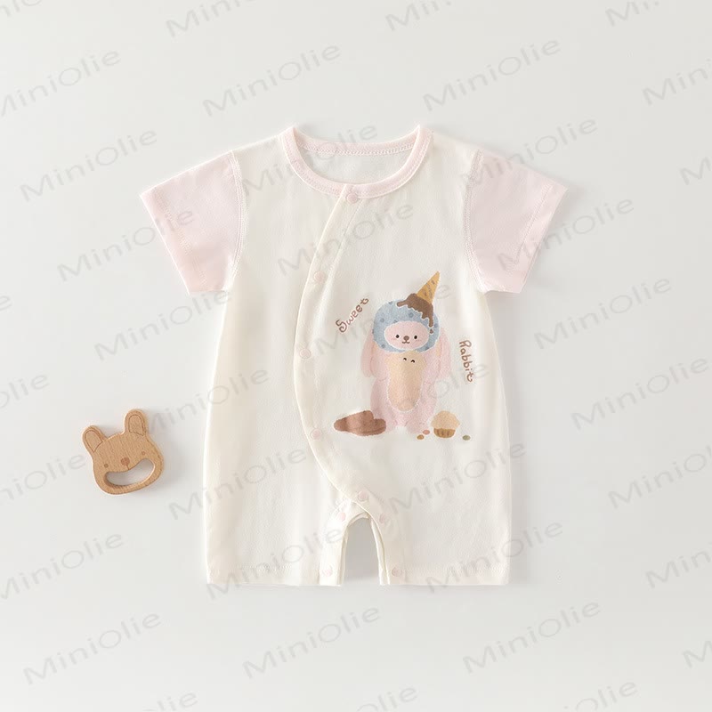Baby Baumwoll-Strampler mit Tier und kurzen Strampler - Beige Hase - 18-24M - image 7