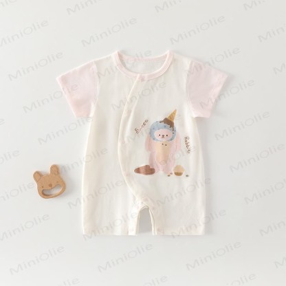 Baby Baumwoll-Strampler mit Tier und kurzen Strampler - Beige Hase - 18-24M - image 7