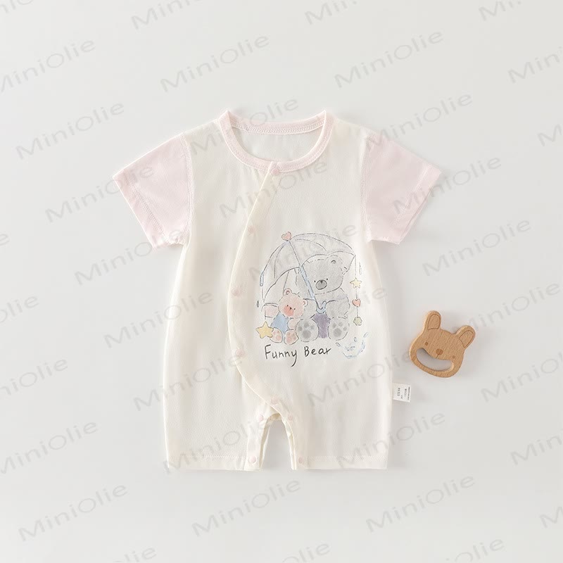 Baby Baumwoll-Strampler mit Tier und kurzen Strampler - Beige Bär - 18-24M - image 11