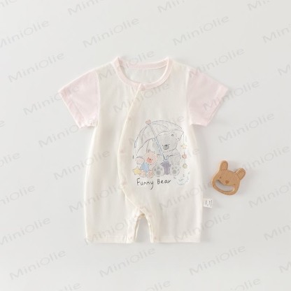 Baby Baumwoll-Strampler mit Tier und kurzen Strampler - Beige Bär - 18-24M - image 11