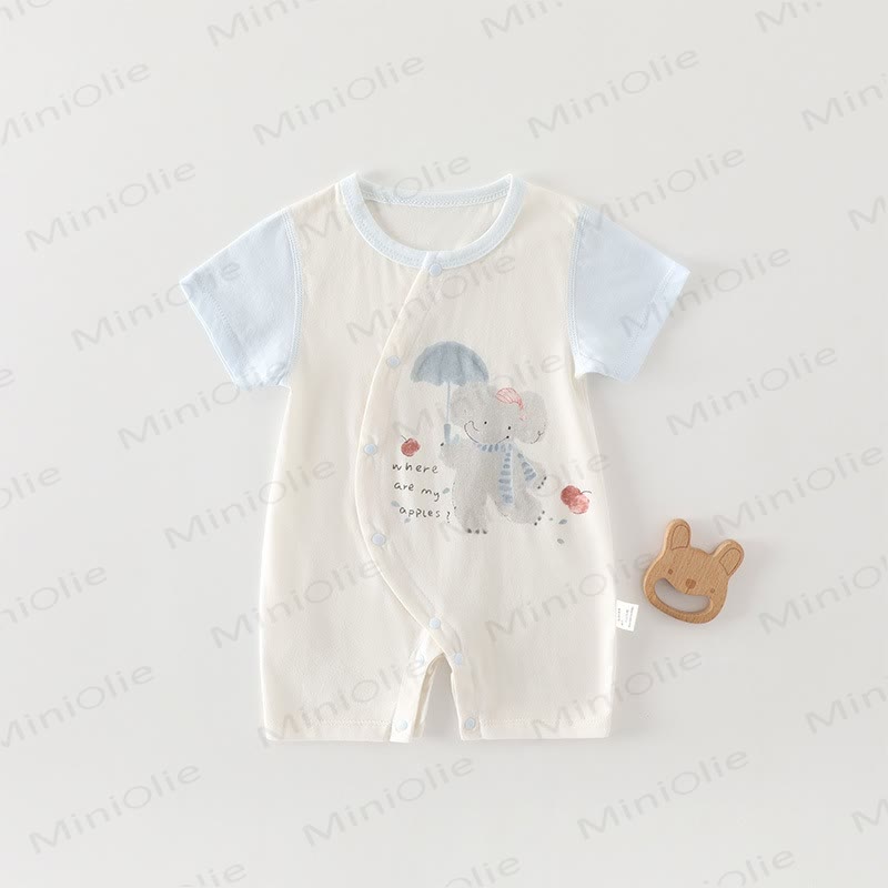 Baby Baumwoll-Strampler mit Tier und kurzen Strampler - Blau Elefant - 18-24M - image 14
