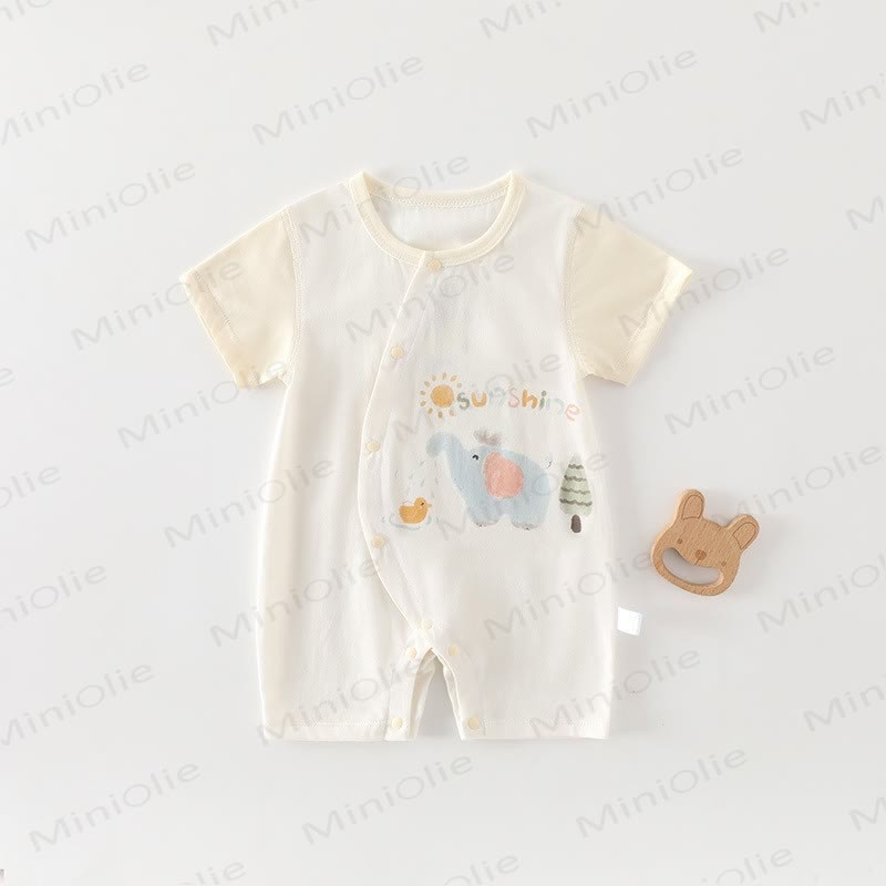 Baby Baumwoll-Strampler mit Tier und kurzen Strampler - Gelb Elefant - 18-24M - image 15