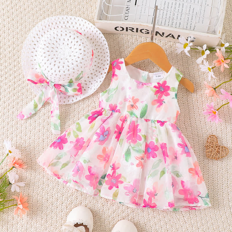 Rosa Blumen Kleid für Baby mit Hut - Rosa - 2-3J - image 1
