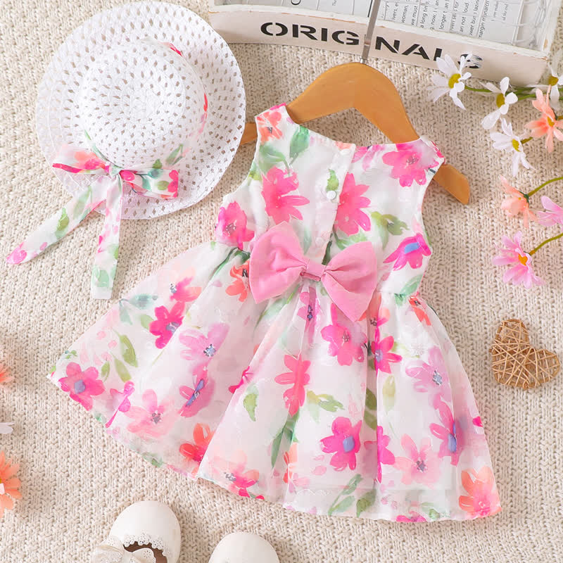 Rosa Blumen Kleid für Baby mit Hut - image 2