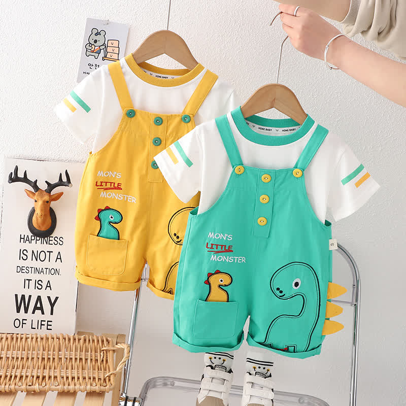 Zweiteiliges Set aus Overalls - Jungen mit Dinosaurier -Print: T-Stück und Shorts - image 1