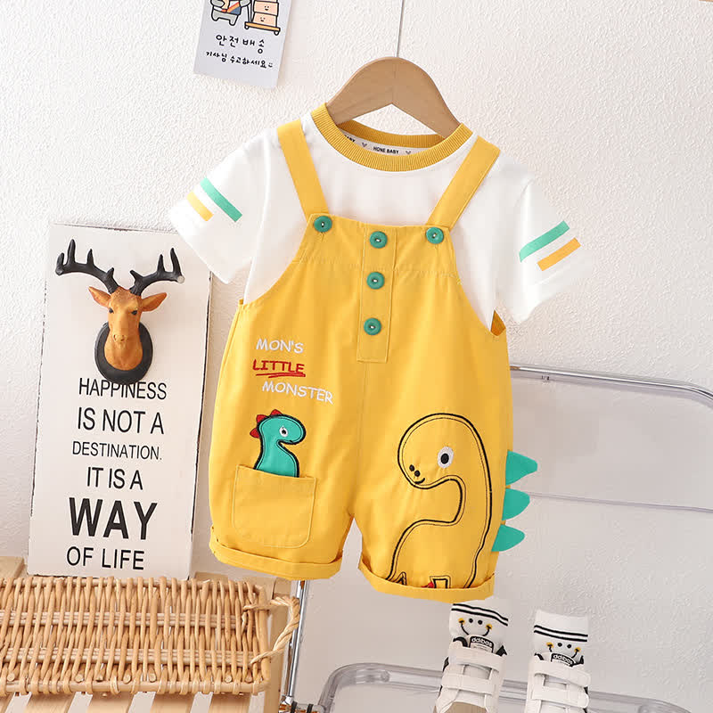 Zweiteiliges Set aus Overalls - Jungen mit Dinosaurier -Print: T-Stück und Shorts - Gelb - 4-5J - image 2