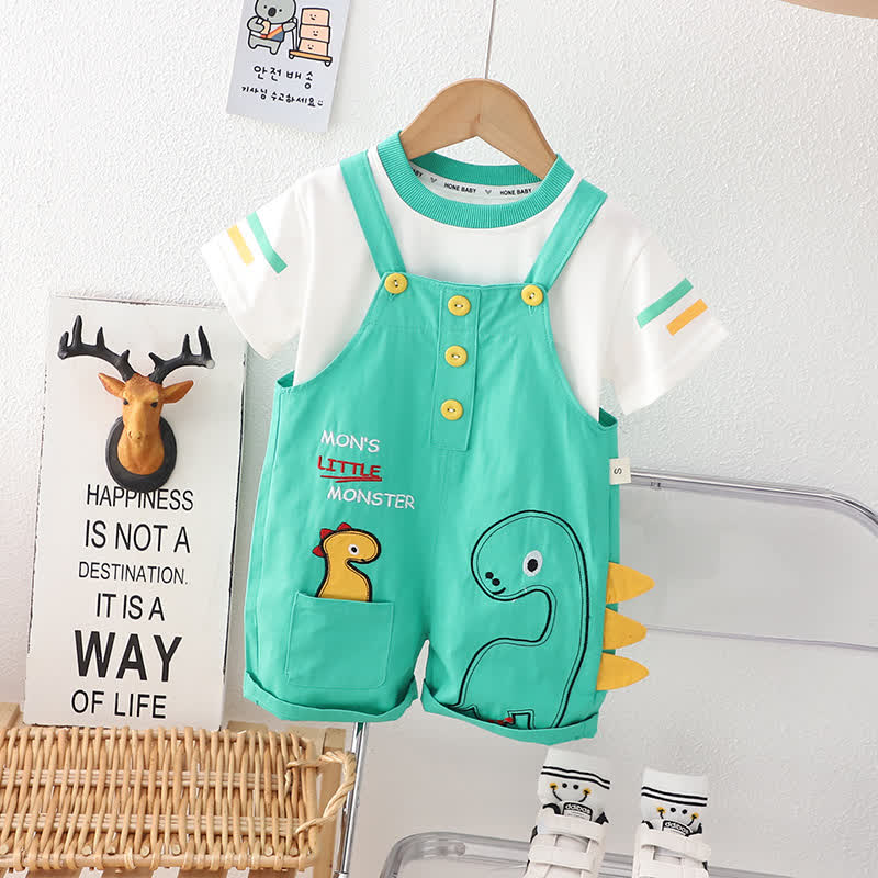Zweiteiliges Set aus Overalls - Jungen mit Dinosaurier -Print: T-Stück und Shorts - Grün - 4-5J - image 3