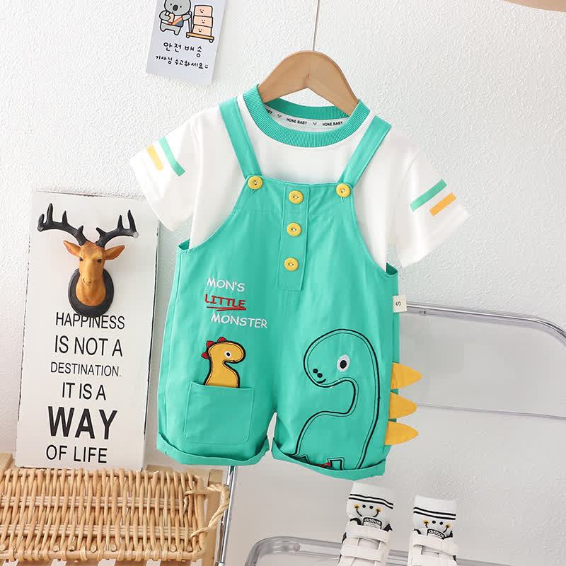 Zweiteiliges Set aus Overalls - Jungen mit Dinosaurier -Print: T-Stück und Shorts - Grün - 4-5J - image 3