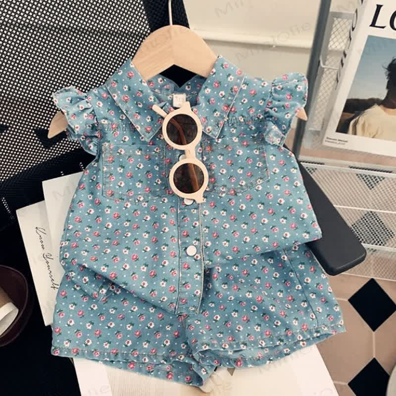 Kleinkind Jeans Set mit Blumen für Denim - Kleine Blume - 8-9J - image 2
