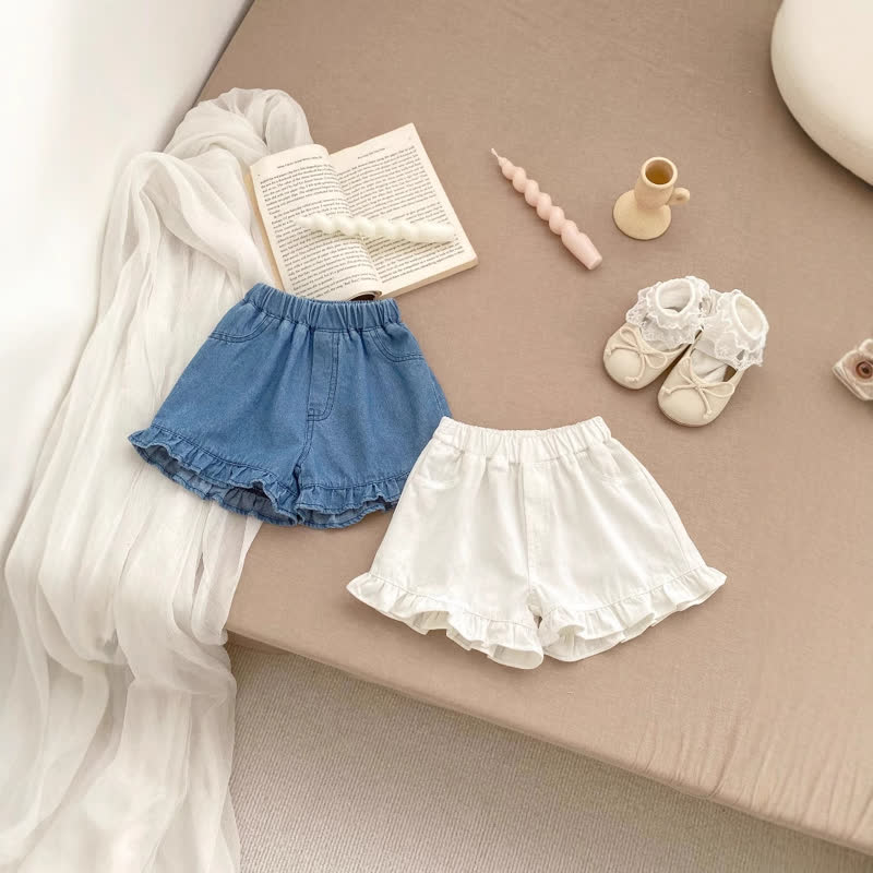 Baby Mädchen Shorts , Einfarbig, mit Rüschensaum - image 1